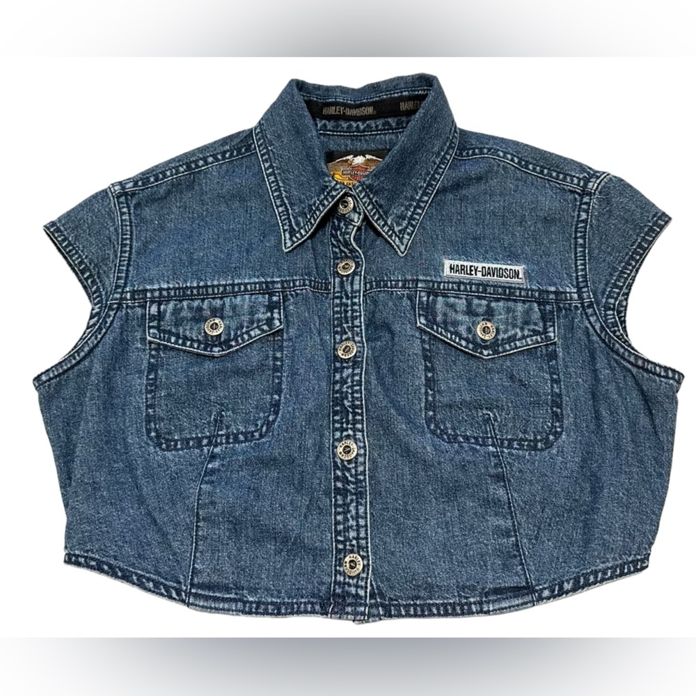 Harley-Davidson Crop Denim Top Women Size Small